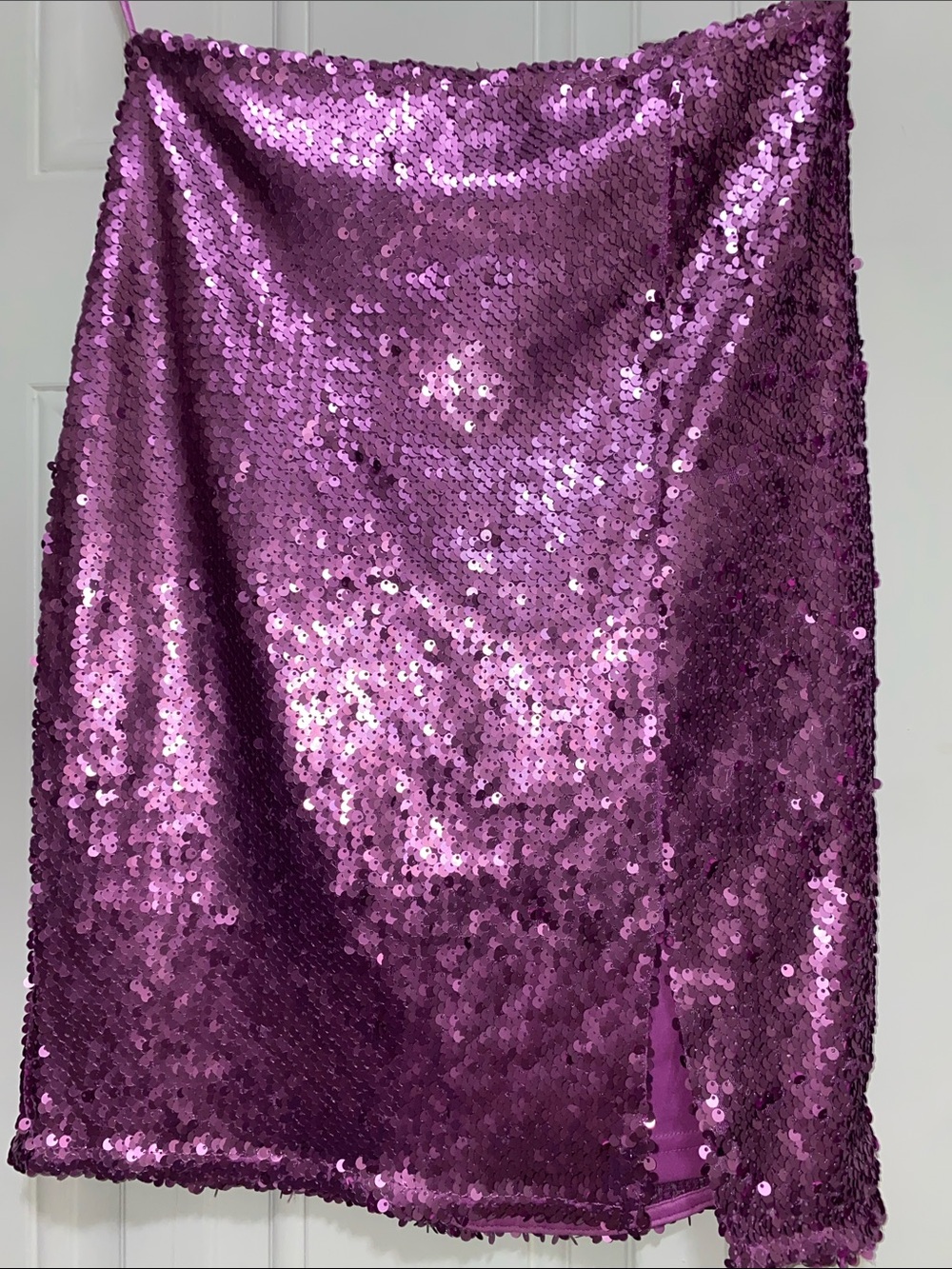 Purple Sequin Midi Skirt - Women
